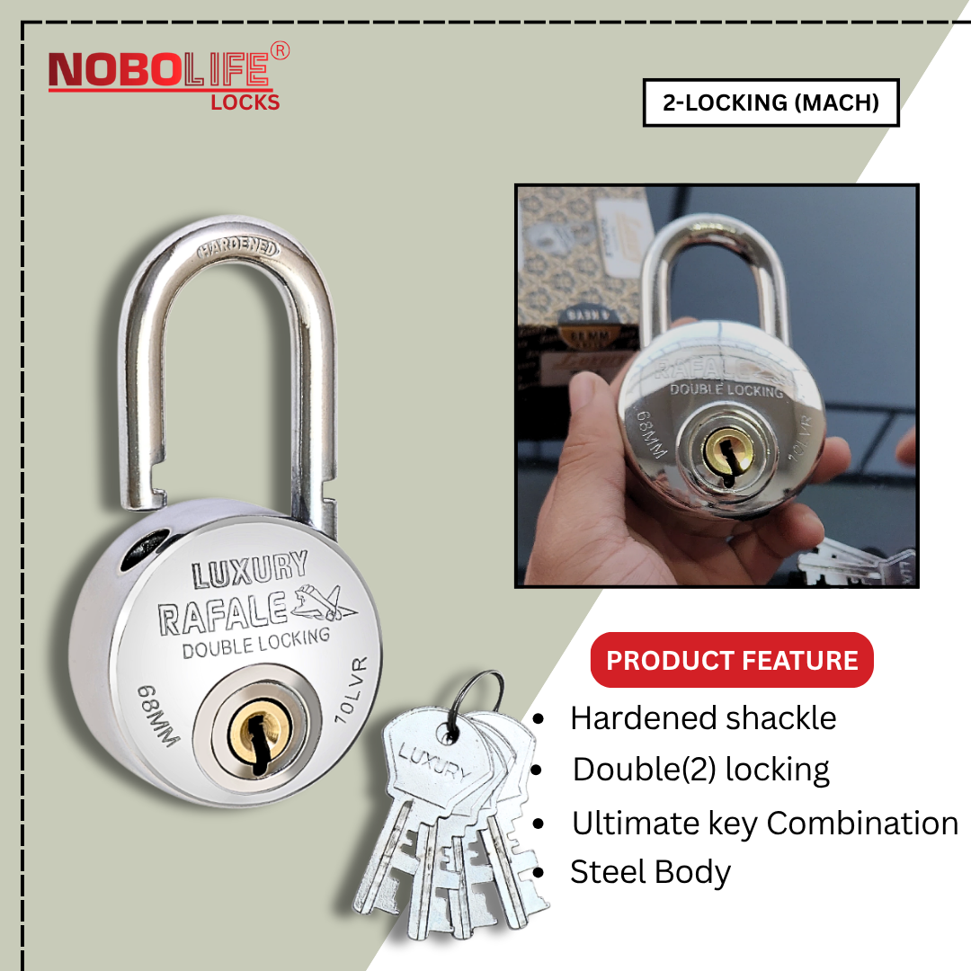 LUXURY RAFALE | Double locking | Big Tumbler | 10 Steel-levers | Padlocks (Pack of 2)...