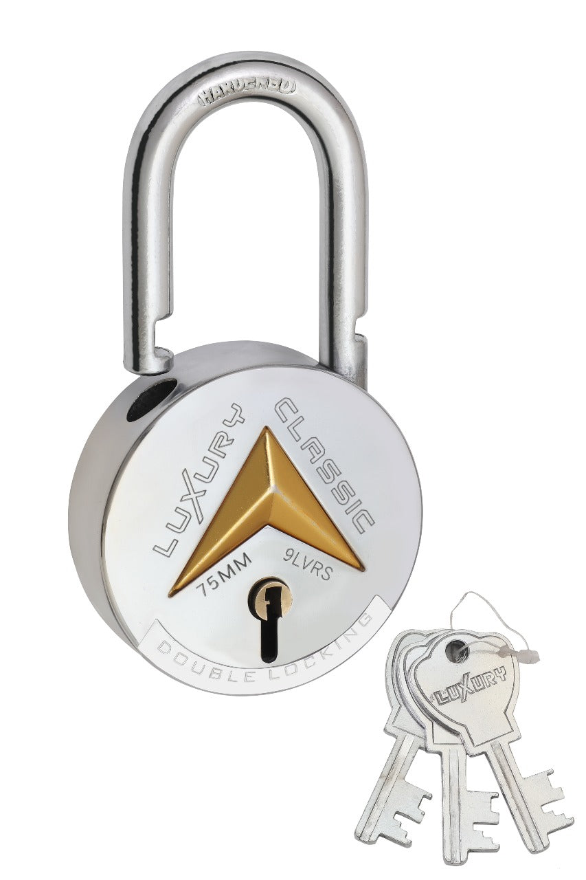 LUXURY CLASSIC | Hardened Shackle | 10 Levers | Double Locking | Padlock (Pack of 2)...