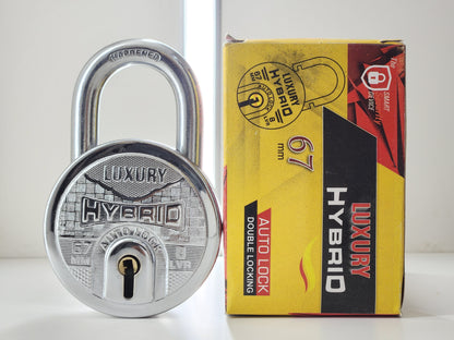 Luxury Hybrid | Push-Lock | 8-Steel Lever | 8-Keys | Padlock (Pack of 2)..