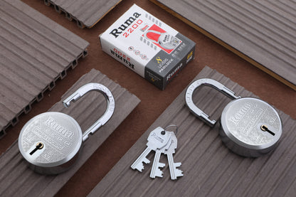 RUMA 2200 | 8 Levers | Hardened Shackle | Double Locking | Padlock (Pack of 2)