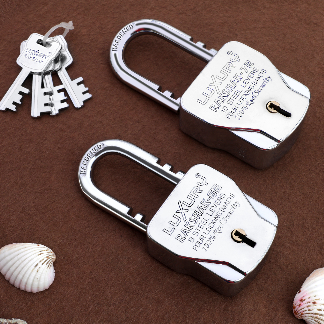 LUXURY RAKSHAK® | 4-Locking | Steel Body | 10 levers | Padlock (Pack of...