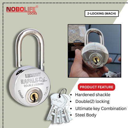 LUXURY RAFALE | Double locking | Big Tumbler | 10 Steel-levers | Padlocks (Pack of 2)...