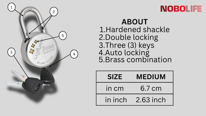 LUXURY 3 STAR | Auto-lock | 9 Steel Levers | Padlock (Packs)...