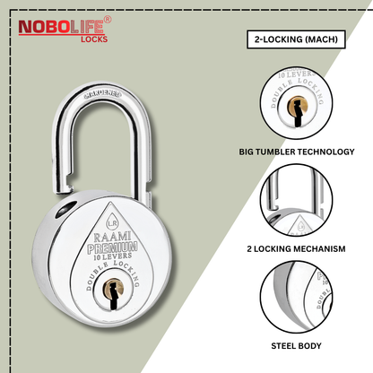 LR RAAMI® PREMIUM | Hardened Shackle | 10-8 Steel-Levers | Padlock