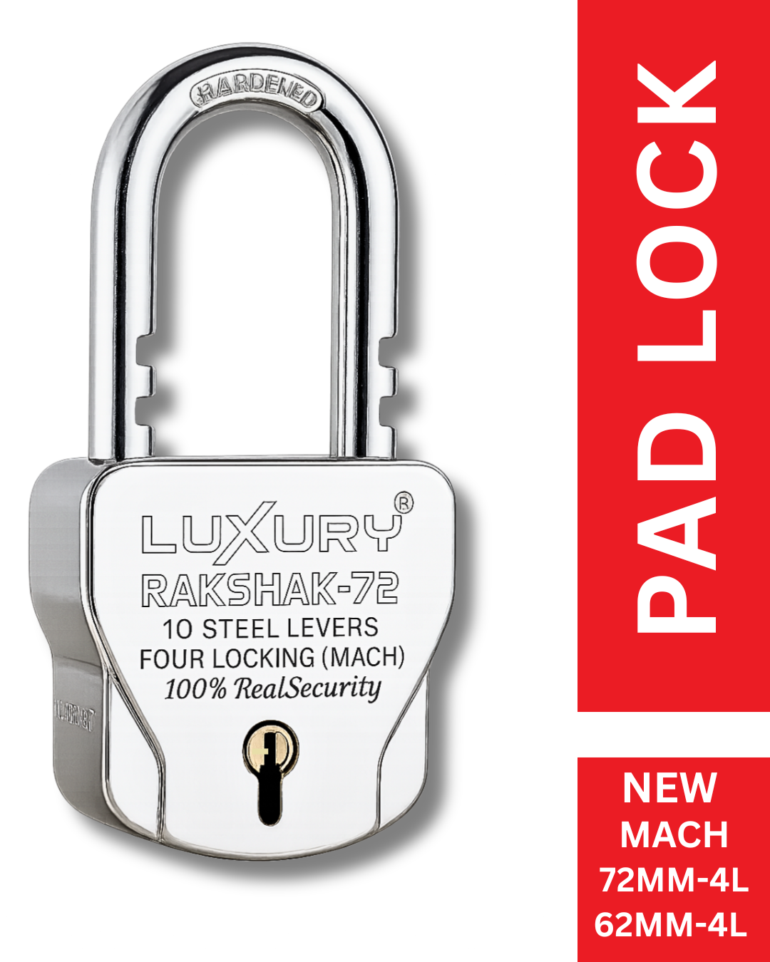 LUXURY RAKSHAK® | 4-Locking | Steel Body | 10 levers | Padlock (Pack of...