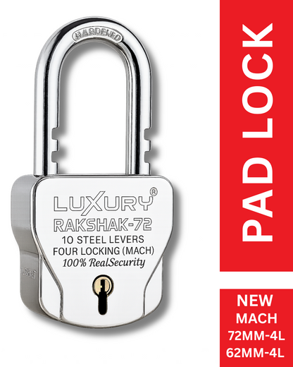 LUXURY RAKSHAK® | 4-Locking | Steel Body | 10 levers | Padlock (Pack of...