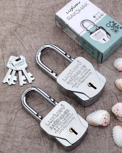 LUXURY RAKSHAK® | 4-Locking | Steel Body | 10 levers | Padlock (Pack of...