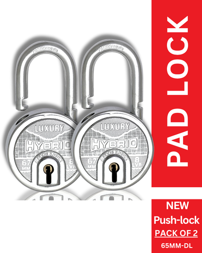 Luxury Hybrid | Push-Lock | 8-Steel Lever | 8-Keys | Padlock (Pack of 2)..